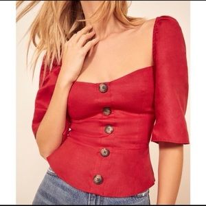 Reformation augusta top in red size 4